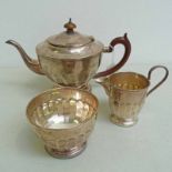 3 PIECE SILVER TEA SERVICE, SHEFFIELD 1934