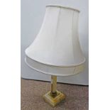 ONYX TABLE LAMP BASE WITH TURNED COLUMN & CORINTHIAN BRASS DECORATION
