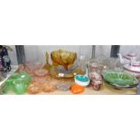 ASSORTED ART DECO STYLE COLOURED GLASS TRINKET DISHES DRESSING TABLE GLASSWARE AND OTHERS ASSORTED