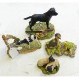 4 BORDER FINE ARTS MODELS INCLUDING LABRADOR WITH GUN 1988, DUCK AND FROG, 2 LAMBS AND ''MORNING