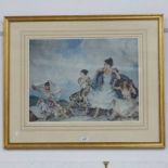 GILT FRAMED PRINT 4 SPANISH LADIES SIGNED IN PENCIL W.RUSSELL FLINT - 42.5 X 55.5CM