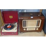 HMV MAHOGANY CASED RADIO & PLUS-A-GRAM RECORD PLAYER