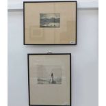 FRAMED ETCHING OF WAR MEMORIAL SIGNED J.B. BEATTIE & ETCHING ARDLUI SIGNED C.W. MICHIE
