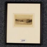 JACKSON SIMPSON BRIDGE OF DON SIGNED FRAMED ETCHING 5.5 X 11CM