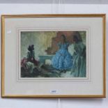 GILT FRAMED PRINT 3 FLAMENCO DANCERS BY W. RUSSELL FLINT - 23 X 33CM