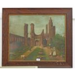 PRIMITIVE OIL PAINTING OF ST ANDREWS 49 X 61CM