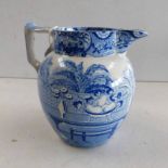EARLY 19TH CENTURY UNMARKED BLUE & WHITE JUG DECORATED WITH THE CHINESE OF RANK PATTERN, POSSIBLY