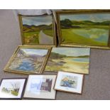 7 FRAMED OIL PAINTINGS AND WATERCOLOURS SIGNED M.ALLISON