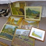 7 FRAMED OIL PAINTINGS AND WATERCOLOUR SIGNED M.ALLISON