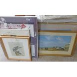 SELECTION OF FRAMED PICTURES TO INCLUDE THE EMPRESS EUGENE ON THE BEACH AT TROUVILLE, SUMMER HOLIDAY