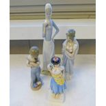 TWO LLADRO FIGURES & TWO OTHER PORCELAIN FIGURES