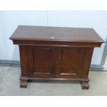 VICTORIAN MAHOGANY METAMORPHIC BUFFET WITH PANEL DOORS & SHAPED SUPPORTS 120CM WIDE