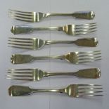 SET OF 6 SILVER DESSERT FORKS MARKED LONDON 1845