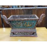 CHINESE LACQUERED PLANTER WITH GILT DECORATION 86CM WIDE