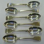 SET OF 6 SILVER DESSERT SPOONS MARKED LONDON 1845