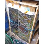 3 STAINED GLASS LEADED PANELS, 1M X 0.8 METRES EACH