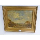 GILT FRAMED OIL PAINTING SHEEP IN A ROADWAY SIGNED JAS.CHRISTIE BRUCE 28.5 X 38CM
