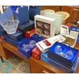 LARGE SELECTION OF BOXED CRYSTAL GLASSES, BOWLS & CLOCK INCLUDING EDINBURGH CRYSTAL CAITHNESS