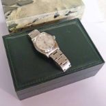 STAINLESS STEEL MANUAL WIND CALENDAR, ROLEX OYSTER DATE WRISTWATCH WITH BOX & PAPERS