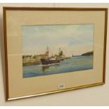 J H ETHERINGTON TRAWLER ENTERING ABERDEEN HARBOUR NO.A161 INDISTINCTLY SIGNED FRAMED WATERCOLOUR