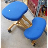 BLUE FABRIC COVERED STOOL