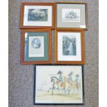 FRAMED 19TH CENTURY PRINT A HORSE MARINE FUND WATERCOLOUR ST PAULS BEFORE THE FIRE OF LONDON,