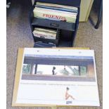 CARRYING CASE WITH SELECTION OF LP & 45 RPM RECORDS, 1985 UNIPART CALENDAR (AS NEW) & 1987 AUSTIN