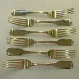 SET OF 6 LARGE SILVER TABLE FORKS MARKED LONDON 1845