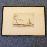 EILEEN SOPER CHILD WITH DOLL & BIRD SIGNED  FRAMED ETCHING  16.5 X 24CM