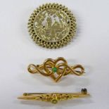 EARLY 20TH CENTURY KNOT BROOCH SET WITH A TURQUOISE AND THE SETTING MARKED 9CT, EARLY 20TH CENTURY