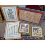PAIR OF FRAMED PRINTS OF CORINTHIAN COLUMNS AND 3 OTHER FRAMED PRINTS
