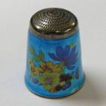SILVER THIMBLE WITH ENAMELLED DECORATION