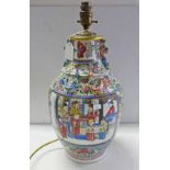 19TH CENTURY CANTON PORCELAIN VASE CONVERTED TO A TABLE LAMP 46CM TALL