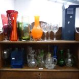 SELECTION OF GLASSWARE INCLUDING 19TH CENTURY, ETCHED AND COLOURED