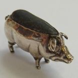 SILVER NOVELTY PIG PIN CUSHION BIRMINGHAM 1905