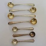 SET OF 4 SILVER SALT SPOONS LONDON 1826 & SET OF 3 SILVER 3 SPOONS LONDON 1900