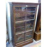 LATE 19TH CENTURY MAHOGANY GLASS FRONTED BOOKCASE ON PLINTH BASE 150CM TALL