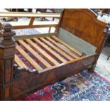 LATE 19TH CENTURY MAHOGANY ¾ SIZE SLEIGH BED INTERIOR SIZE 118CM WIDE X 185CM LONG