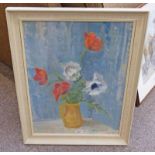 BOUQUET OF POPPIES  INDISTINCTLY SIGNED  FRAMED OIL PAINTING