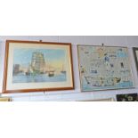 3 FRAMED MARINE THEMED PRINTS INCLUDING HMS VICTORY ETC