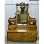 WALNUT DRESSING TABLE WITH SWING MIRROR OVER 4 SMALL DRAWERS WITH 4 DRAWERS BELOW