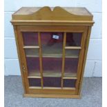 PINE TABLE CABINET WITH ASTRAL GLASS DOOR OVERALL HEIGHT 77CM