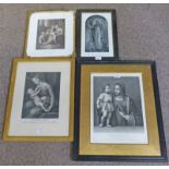 VIRGIN CHILD  GILT FRAMED 19TH CENTURY ITALIAN ENGRAVING  33.5 X 26.5CM AND  LA SAINTE VIERGE GILT