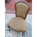 SET OF 5 CARVED WALNUT LOUIS XV STYLE DINING CHAIR ON CABRIOLE SUPPORTS INCLUDING 1 OPEN ARMCHAIR