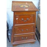 20TH CENTURY PYRAMID 3 DRAWER CHEST WITH FLORAL DECORATION, 90CM TALL