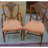 SET OF 10 20TH CENTURY MAHOGANY DINING CHAIRS WITH PRINCE OF WALES SHIELD BACKS & SQUARE SUPPORTS