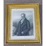 19TH CENTURY GENTLEMAN WITH PENDANT GILT FRAMED ENGRAVING  36 X 29CM