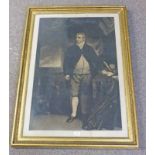 GILT FRAMED ENGRAVING OF 19TH CENTURY GENTLEMAN IN WAISTCOAT 81 X 55CM