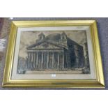 VEDUTA DEL PANTHEON D'AGRUPPA 18TH CENTURY GILT FRAMED ENGRAVING  47 X 70CM