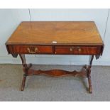 MAHOGANY SOFA TABLE  2 DRAWERS ON SHAPED SUPPORTS